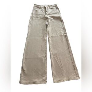 Risen Jeans Maybe Later High Rise Khaki Flare Stretch Denim Size 7/28